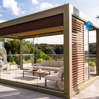 Pergola motorisée Sweet Home avec stores intégrés, structure en aluminium, toit rétractable, décorations de jardin écologiques