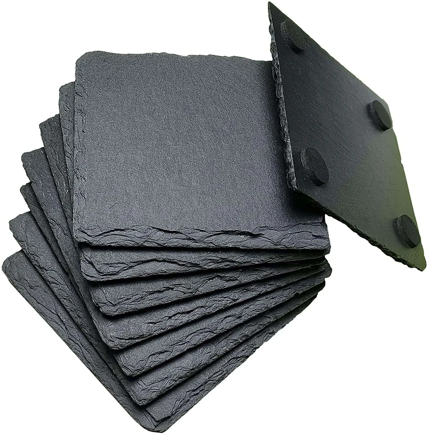 Factory manufacture various handmade natural stone black slate coaster