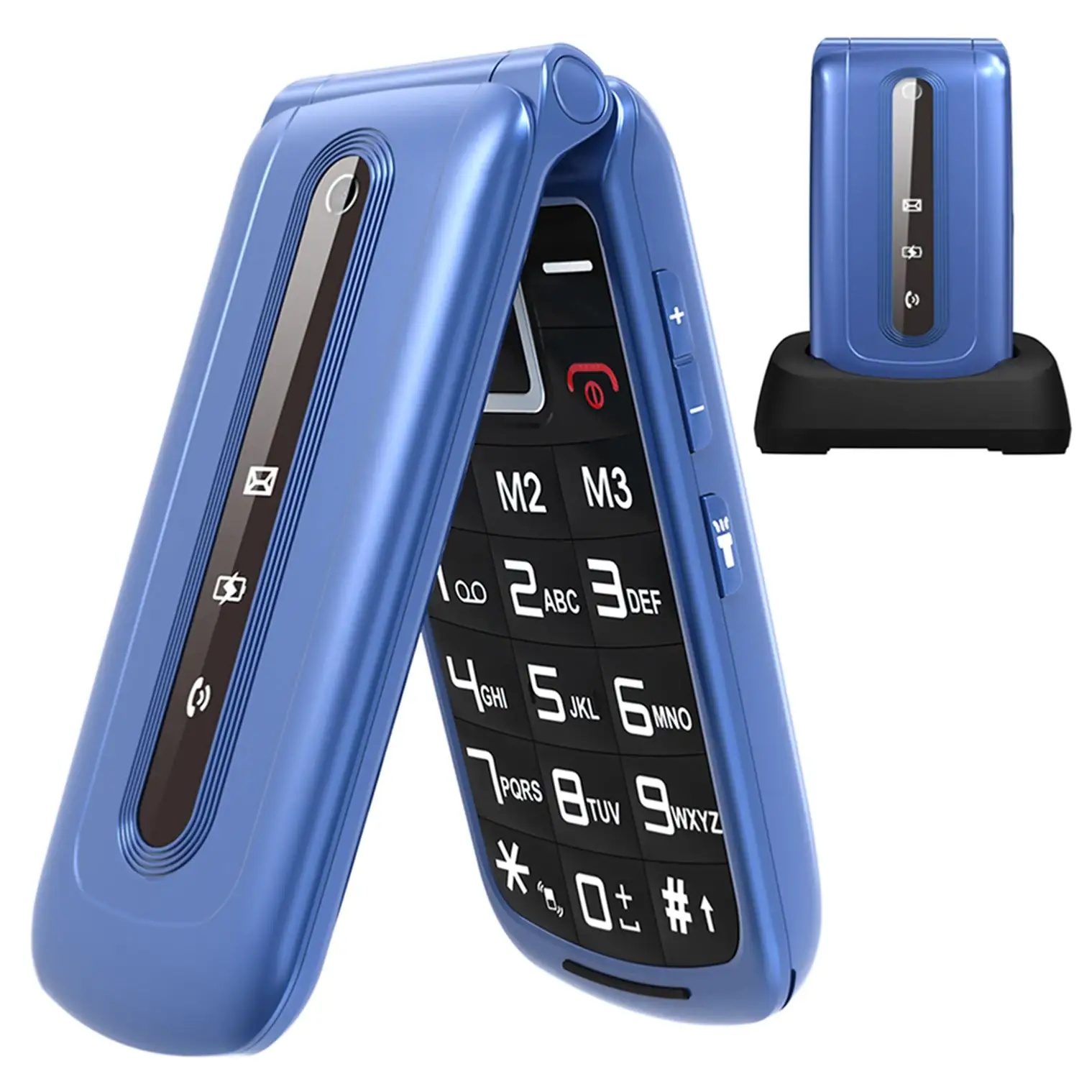 Yepyeni 2G Flip telefon GSM 2.4 ''ekran temel cep telefonu LCD özelliği telefon FM Bluetooth yaşlı insanlar için