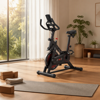 Vélo d'exercice vertical intelligent à transmission par courroie en acier pour la maison, résistance infinie, entraînement à pédale alimenté par batterie, ventilateur intégré