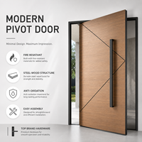 Porte pivotante moderne en aluminium, porte d'entrée composite acier-bois, design personnalisé pour villas, hôtels et projets commerciaux