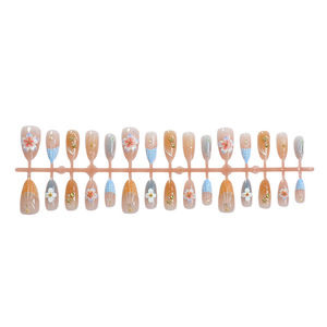 30 <span class=keywords><strong>faux</strong></span> <span class=keywords><strong>ongles</strong></span> amande style plage d'été, luxe léger, fleurs 3D, coquillages, points de diamant, à presser, amovibles - Product Image 2