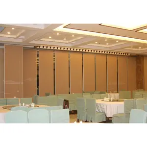 餐厅房间临时可操作隔音隔层滑动折叠铝型材木质饰面活动隔墙