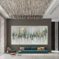 Peinture à l'huile abstraite sur toile, peinte à la main avec des feuilles d'or, 120 x 60 cm, encadrée, art mural pour salon, hôtel, décoration de la maison