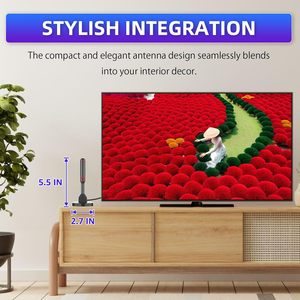 Antenne <span class=keywords><strong>TV</strong></span> numérique HD intelligente d'intérieur 2025 avec base magnétique puissante, réception à 360°, gain élevé, 180 chaînes, longueur de câble 3M - Product Image 4