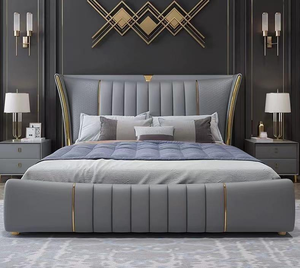 Cama de matrimonio europea de lujo marco de cama tapizado de lujo moderno de fabricación italiana con espacio de almacenamiento cómodo para dormir - Product Image 2