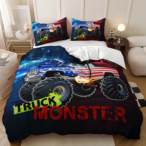 Parure <span class=keywords><strong>de</strong></span> lit élégante et puissante à imprimé Monster Truck, 300 fils, écologique, pour chambre à coucher, avec <span class=keywords><strong>housse</strong></span> <span class=keywords><strong>de</strong></span> <span class=keywords><strong>couette</strong></span> en polyester King Size - Product Image 5