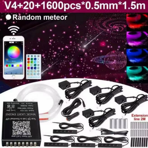 Nueva Luz LED para Auto con Efecto <span class=keywords><strong>de</strong></span> Cielo Estrellado, Fuente <span class=keywords><strong>de</strong></span> Luz Dividida, Modo Música por APP, Control Remoto, Clasificación IP33, Color RGBW, Potencia <span class=keywords><strong>de</strong></span> 16W, <span class=keywords><strong>Fibra</strong></span> Óptica <span class=keywords><strong>de</strong></span> 0.5mm - Product Image 1