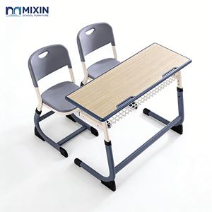 Ensemble <span class=keywords><strong>de</strong></span> mobilier <span class=keywords><strong>de</strong></span> <span class=keywords><strong>classe</strong></span> universitaire populaire pour enfants et adolescents, réglable en hauteur, avec bureau double et chaise en bois pour étudiants - Product Image 3