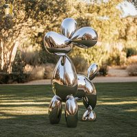 Statues d'animaux en métal au design personnalisé Sculpture de chien en forme de ballon en acier inoxydable à vendre
