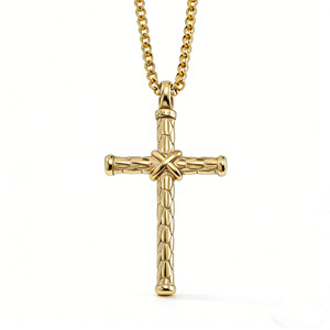 Collier croix pour hommes, pendentif en forme de nœud en acier inoxydable, bijoux à la mode pour tous les jours, K PT439 - Product Image 5