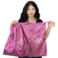Sac à cheveux en satin personnalisé avec logo bijoux cosmétiques cadeau sac en soie emballage de cheveux sac de rangement pour perruque