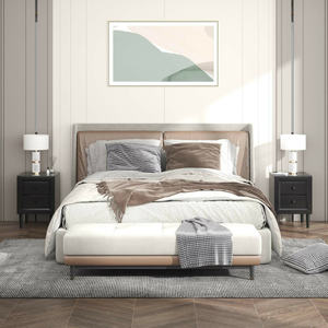 Juego de mesita de noche Retro DB de 2 piezas, diseño antiguo de madera maciza, 2 cajones ensamblados, carga inalámbrica inteligente para apartamento en casa - Product Image 2