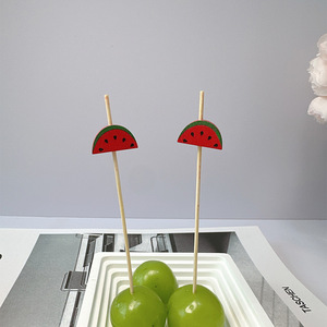 100pcs 12cm màu đỏ dưa hấu tre Cocktail Picks cho món khai vị, đồ uống, trái cây và mùa hè bên - Product Image 1