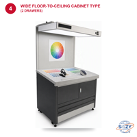 Grande armoire d'évaluation des couleurs format folio, conforme à la norme ISO3664, table de test D50/D65 avec 4 lampes de 36W et armoire en tôle