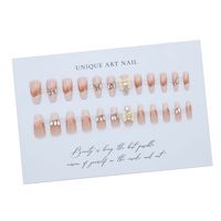 Vente en gros de faux ongles longs en plastique écologique français, faits à la main, effet salon, faciles à porter, emballage complet