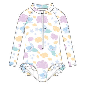 FIELD BALANCE, traje de baño de una pieza con cremallera personalizada para niños, ropa de playa de manga larga, traje de baño de moda para niñas preadolescentes - Product Image 2