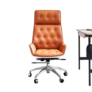 Lysun Modern <b>High</b> <b>Back</b> <b>Office</b> <b>Chair</b> Factory Direct Sale PU Leather- Walnut Finish Lift Mesh <b>Chair</b> Metal Frame - Product Image 1