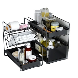 Multi-Purpose Under Sink Organizer, Under Bathroom Sink Storage 2 Tier Organizer Storage Drawer Holder Rack