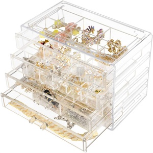 Yageli YGL-OR-413 <b>Large</b> Capacity Earring Ring <b>Gift</b> <b>Boxes</b> Acrylic Jewelry Box 4 Drawers Organizer Box Adjustable Dividers - Product Image 1