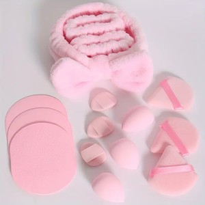 Set di 15 pezzi per Spa con fiocco e braccialetti con <span class=keywords><strong>cipria</strong></span> e <span class=keywords><strong>cipria</strong></span> per il viso sbuffi sbuffi per il trucco con spugne di bellezza per la cura della pelle - Product Image 4