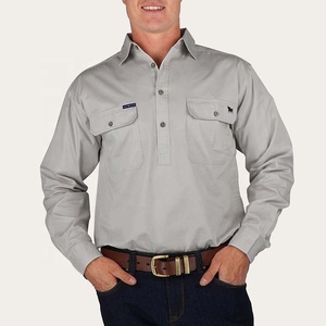 BAOLA Factory Price Quality Workwear Australia Cowboy Blue <strong>Shirt</strong> Work Cotton <strong>Half</strong> <strong>Button</strong> <strong>Shirts</strong> Long Sleeve <strong>Shirts</strong> with Pockets - Product Image 5