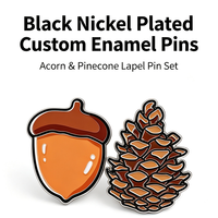 Nouveauté : Épinglette en émail à motif végétal d'automne, badge métallique élégant pour accessoire vestimentaire quotidien sur le thème de la nature (Acajou et Pomme de pin)