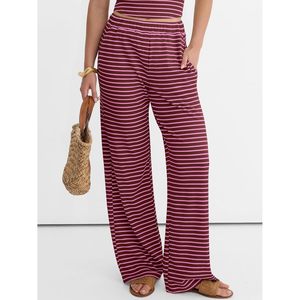 Conjunto de 2 Piezas para Mujer FOXA, Top de Tubo a Rayas y Pantalones Anchos, Atuendo Casual de Verano para Descansar, Transpirable, para Viajes y Playa - Product Image 3