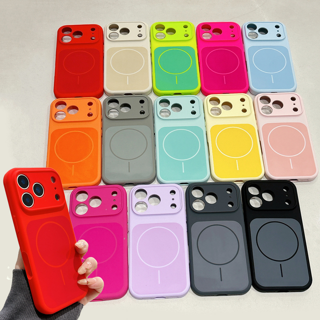 Hot Liquid Silicone Hybrid Color Phone Case for iPhone Air 17 16 15 14 13 Pro Max Wireless Charging Magnetic Shockproof Cover