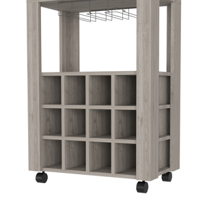 Bar Cart Bayamon Twelve Wine Cubbies Light Gray Finish Storage Cart - Product Image 4