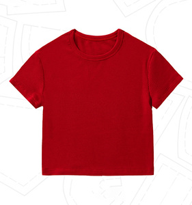 เสื้อยืดอเมริกันฮอตเกิร์ล 260gsm เสื้อครอปผู้หญิง ผ้าริบ 93% คอตตอน 7% สแปนเด็กซ์ สกรีนโลโก้ได้ ยืดหยุ่น กระชับรูปร่าง - Product Image 4