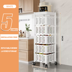 Precio de fábrica <span class=keywords><strong>2</strong></span> <span class=keywords><strong>3</strong></span> 4 5 capas práctico Almacenamiento de cocina carrito giratorio estante cuadrado fácil de desmontar estante de almacenamiento giratorio - Product Image 2