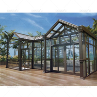 Kit de carport américain, véranda de jardin préfabriquée en verre transparent et aluminium, pour cour