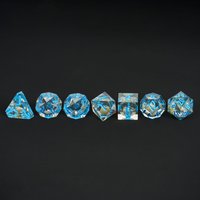 Ensemble de 7 dés polyédriques personnalisés à bords tranchants pour RPG, Dragon & Donjons, faits à la main en résine bicolore