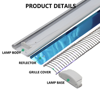 Boîtier de montage en surface pour luminaire LED T8 IP20, grille LED mince avec support de réflecteur, 1x2 pieds, 1x4 pieds, 2x2 pieds, 2x4 pieds
