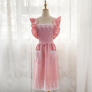 Delantal de lino y algodón para mujer, <span class=keywords><strong>Chef</strong></span> de cocina, Barista, con bolsillo - Product Image 3