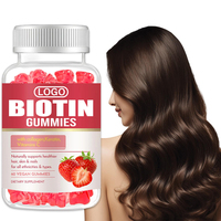 Gummies de Biotine Vitamines pour la Croissance des Cheveux, de la Peau et des Ongles, Soutien Végétalien, Collagène Pectine, Marque Privée, 60 Unités
