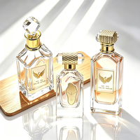 Botol Parfum Kaca Persegi 100ml Mewah dengan Alas Berat, Sampel Gratis, Tutup Kristal Frost, Kemasan Parfum Kaca Flint Premium
