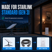 Câble d'alimentation CC de remplacement OEM Starlink Gen 3 150 pieds (46 m) - Étanche, gris, conducteur en cuivre pur TPE, modèle SLCC04