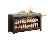 Meuble à chaussures moderne minimaliste en acier avec siège intégré, portable, étanche et anti-poussière, pour salon