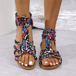 Sandali Open Toe Multicolore con Dettagli Traforati, Nuova Collezione, Stile Oversize con Suola Piatta - Product Image 4