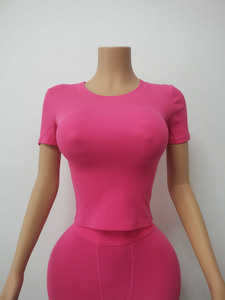 Abbigliamento Estivo da Donna, Completo Due Pezzi Tinta Unita, Top a Maniche Corte e Shorts a Vita Alta, Set Casual da Lounge, Streetwear - Product Image 3