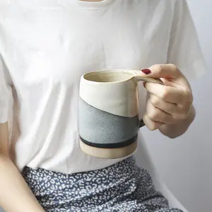 Vajilla de cerámica japonesa con logotipo personalizado, tazas de café creativas de cerámica rugosa Retro