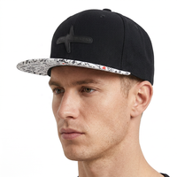 Op maat gemaakte Oxford Dobby 6-panel gestructureerde snapback baseballcap met 2-kleurige borduring op de klep, grijs & marineblauw, stippenpatroon.