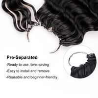 Kit d'extensions de cheveux humains au crochet pré-séparés 50g, bouclés birmans, effet mouillé et ondulé, invisibles, noir naturel