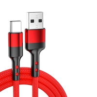 Kabel Data nilon kepang, ponsel Android jaket kain hitam kepang nilon tahan lama 1M 2M 2,8a USB Data pengisian cepat kabel Data Tipe C