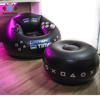 Fauteuil gonflable de style moderne noir pour e-sport, canapé de jeu gonflable en PVC avec porte-gobelet, design pliable