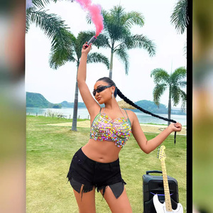 Traje <span class=keywords><strong>de</strong></span> Festival Personalizado Festival <span class=keywords><strong>de</strong></span> música Cadena Color Shell Lentejuelas Sexy Top Chaleco Mujer Hollow Out Tank Top - Product Image 3