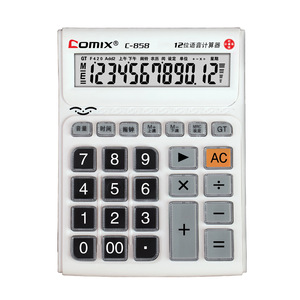 Comix C-858 12 Digit Voice Calculator With Clock And <b>Calendar</b> Function For Office Use - Product Image 1