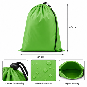 Bolsa Deportiva Impermeable con Cordón Ajustable, 40x34cm, de Nailon, Ligera, para Gimnasio, Piscina, Playa, Escuela, Senderismo, Personalizable con Logotipo, al por Mayor - Product Image 2